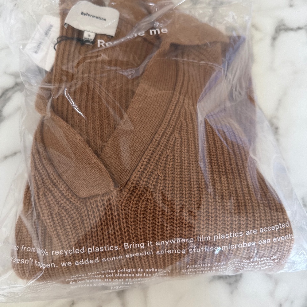 Reformation Esther Cashmere Blend Oversized Polo Natural - Size S